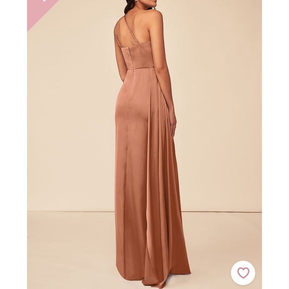 Azazie Maron Stretch Satin Dress English Rose NWT - Picture 4 of 8